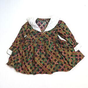 Vintage Handmade Dress Girls Size 2T Black Christmas Holiday Poinsettias